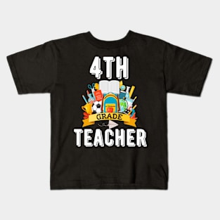 4th grade teacher, colorful back to school Kids T-Shirt